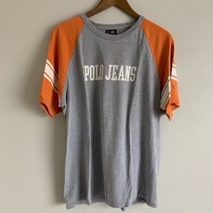 VTG polo Jeans Co. T-shirt men’s Large gray orange
